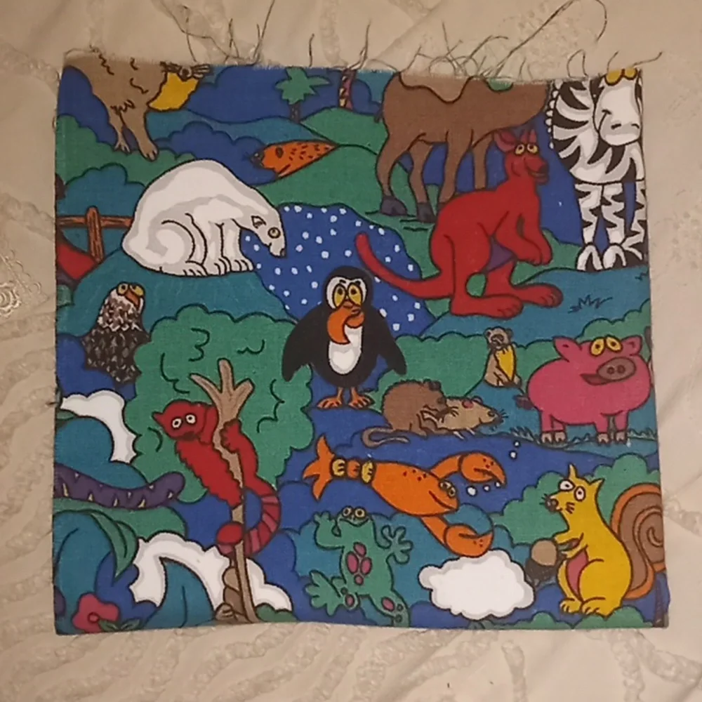 Extra Left Over Fabric Animal Print Noah's Ark Fabric Craft Curtain 44